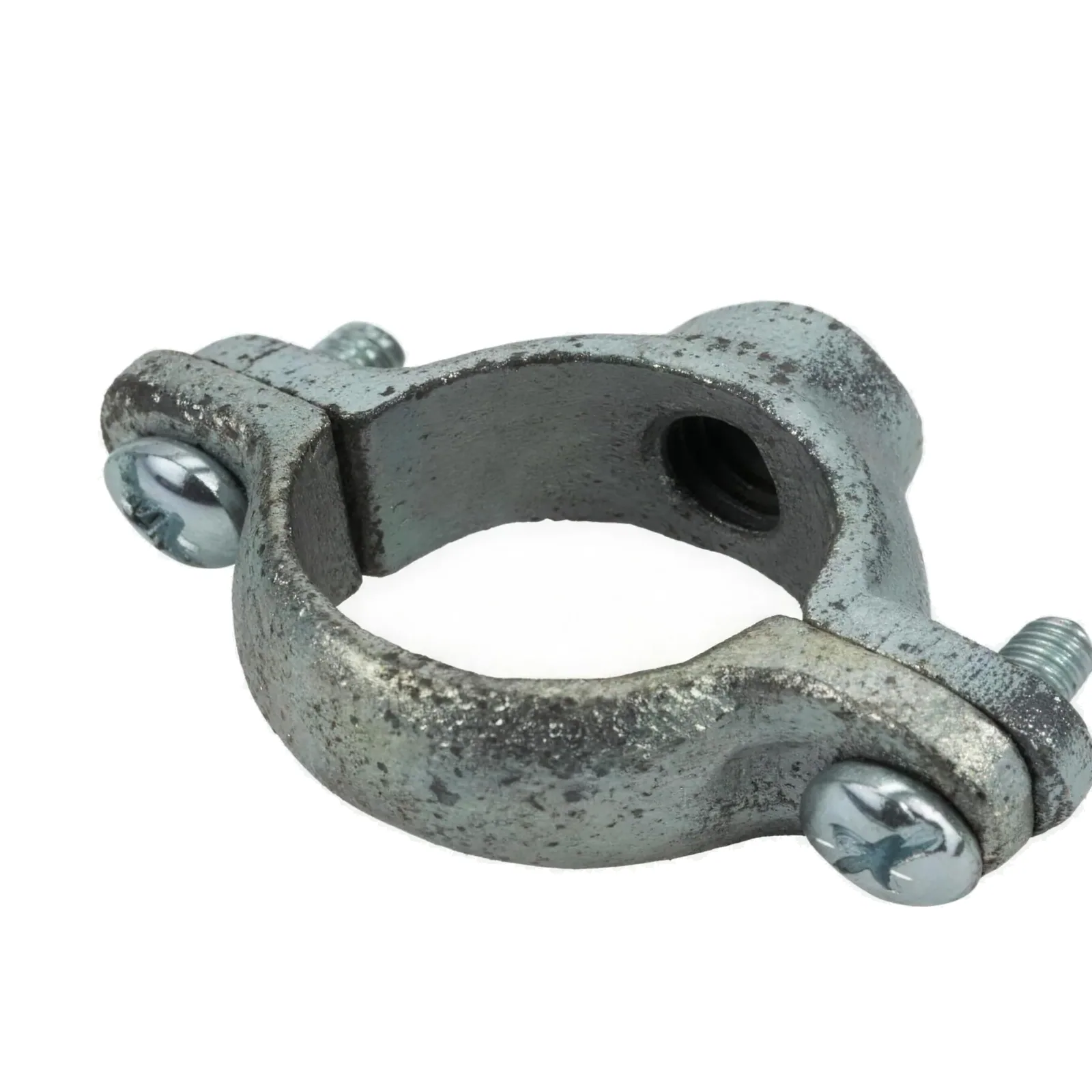 Colgador de anillo partido de hierro maleable con dos tornillos